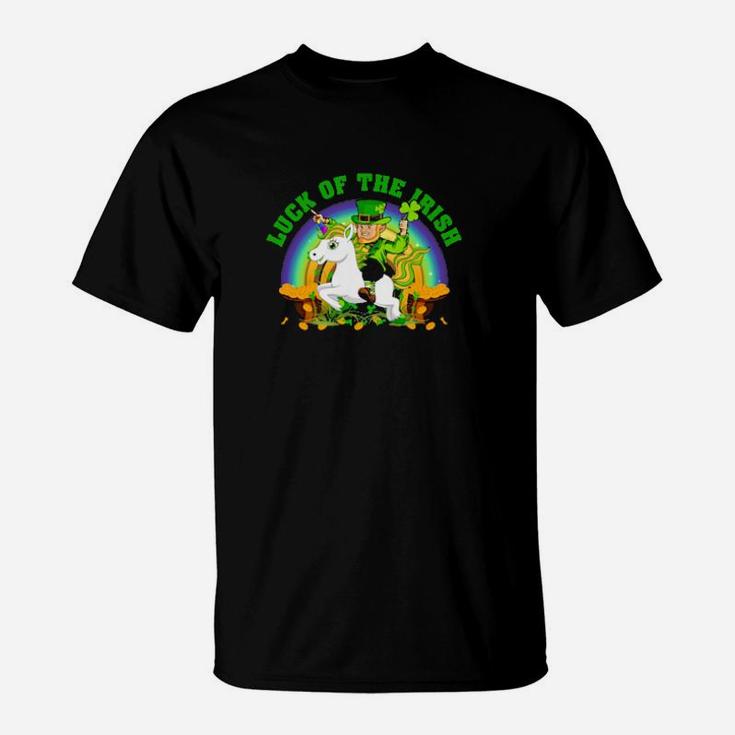 Luck Of The Irish Leprechaun Riding Unicorn St Patricks Day T-Shirt