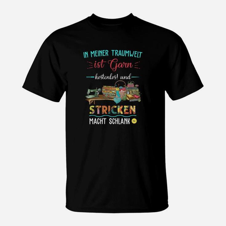Lustiges Strickmotiv T-Shirt Garn Endlos & Stricken Macht Schlank