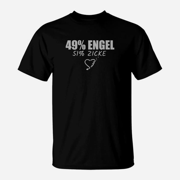 Lustiges T-Shirt 49% Engel 51% Zicke, Witziges Sprüche-Shirt