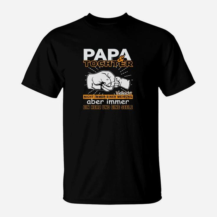 Lustiges Vatertag T-Shirt mit Papa & Tochter Spruch, Schwarzes Herren Motiv-Shirt