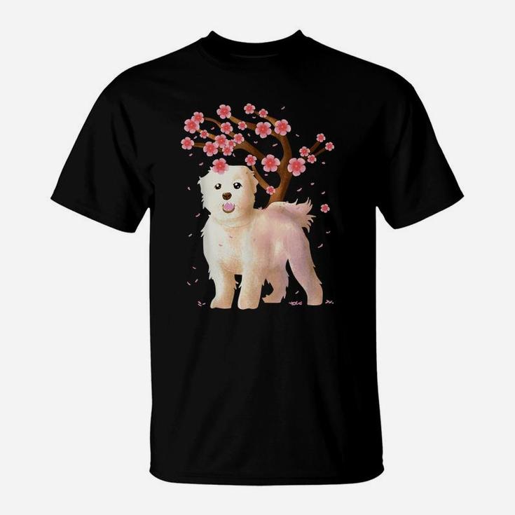 Maltese Dog Japanese Sakura Cherry Blossom Shirt Flower Gift T-Shirt