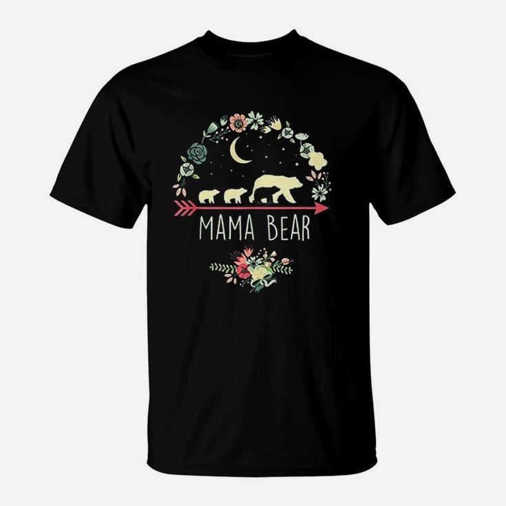 Mama Bear With 3 Floral Mother Day T-Shirt