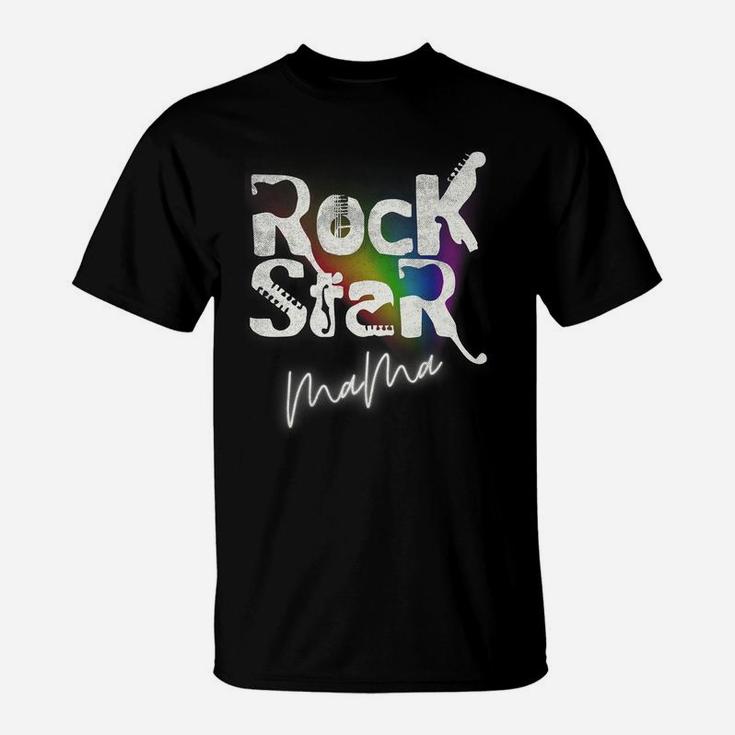 Mama Rock-Star Music-Lover Mothers-Day Distressed Rainbow T-Shirt