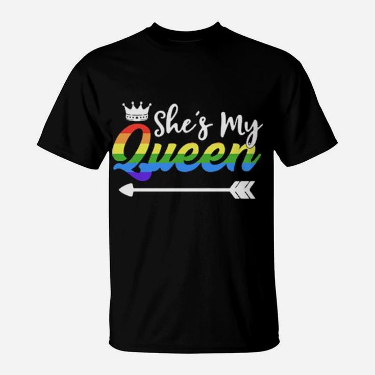 Matching Lesbian Couple Gift Her Queen Girlfriend Lgbt Pride T-Shirt