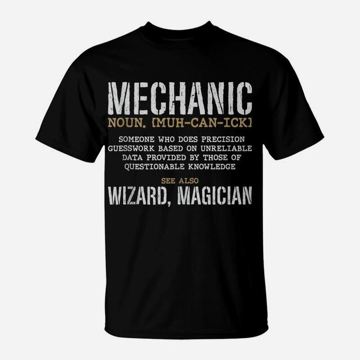 Mechanic Definition Funny Noun Meaning Vintage Gifts Men T-Shirt