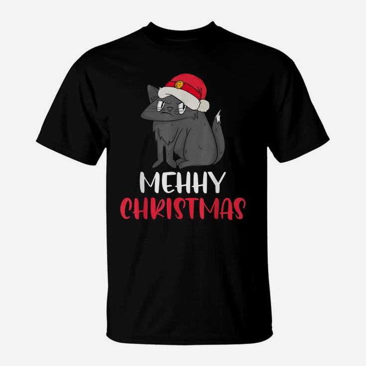 Mehhy Christmas Cat Lovers Funny Kitten Owner Merry Catmas T-Shirt