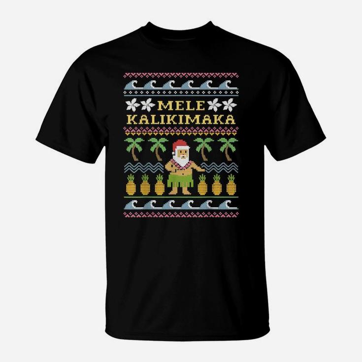 Mele Kalikimaka Christmas, Ugly Sweater Costume, Funny Santa T-Shirt