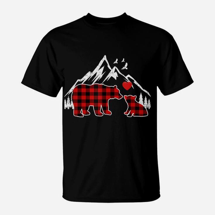 Mema Bear Shirt, Red Buffalo Plaid Grandma Bear Pajama Sweatshirt T-Shirt