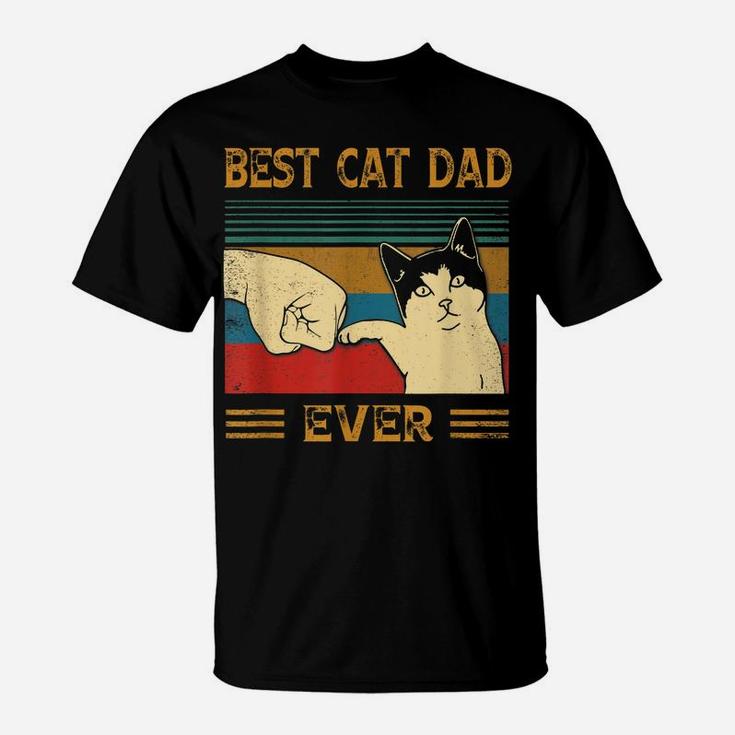 Mens Best Cat Dad Ever Bump Fist Funny Cat Daddy Gift Vintage T-Shirt