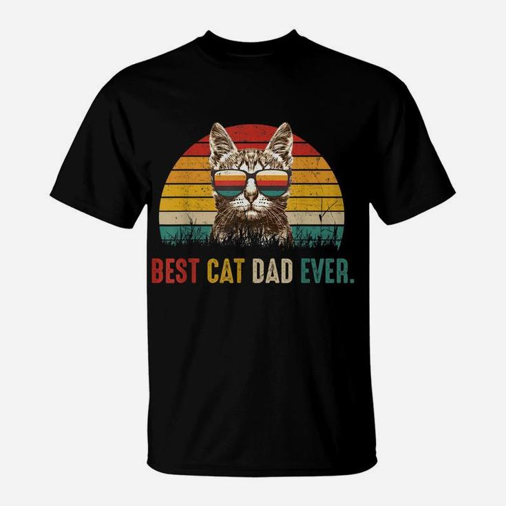 Mens Best Cat Dad Ever Tshirt - Cute Vintage Best Cat Dad Ever T-Shirt