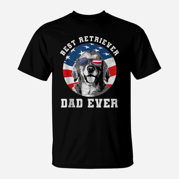 Mens Best Golden Retriever Dad Ever Dog Lover Usa Flag T-Shirt