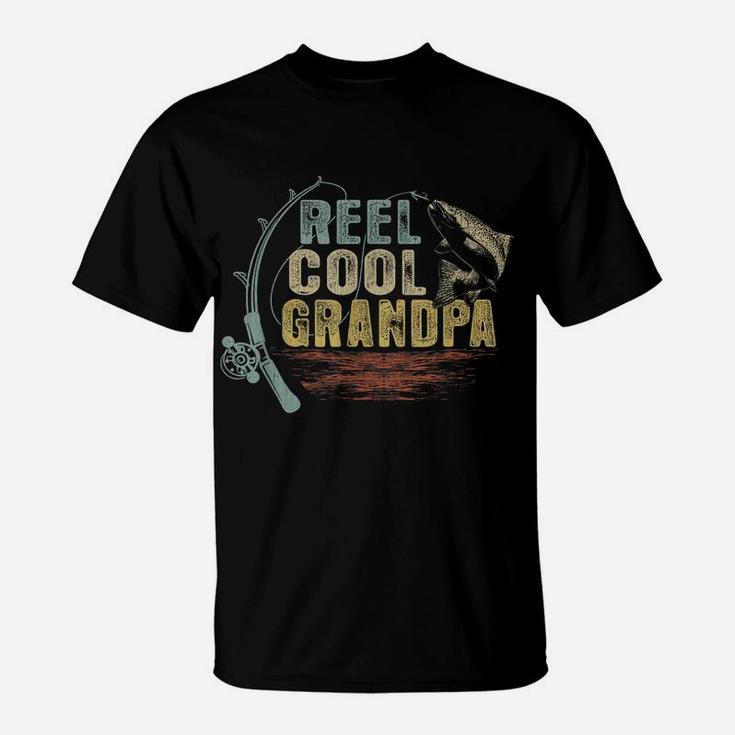 Mens Funny Fishing Tee Vintage Reel Cool Grandpa T-Shirt