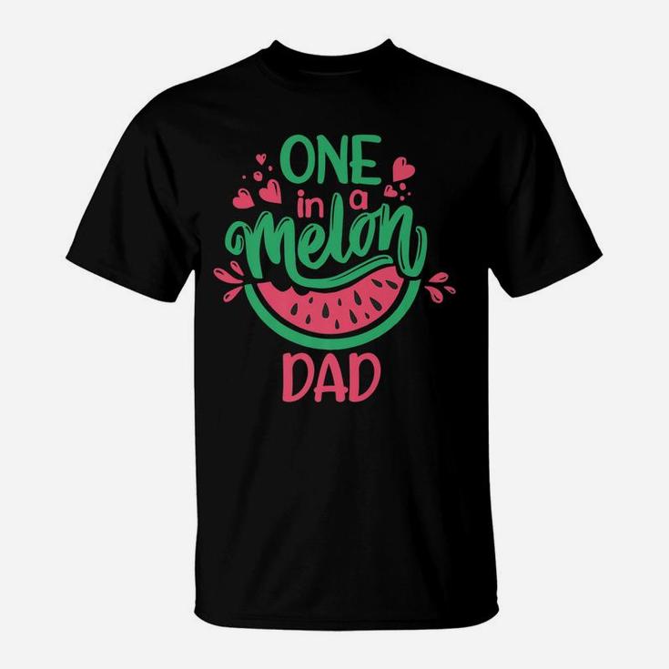 Mens One In A Melon Dad Summer Fruit Watermelon Theme Kid's Party T-Shirt