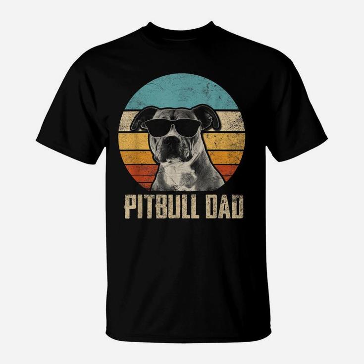 Mens Pitbull Dad Vintage Sunglasses Funny Pitbull Dog Owner T-Shirt