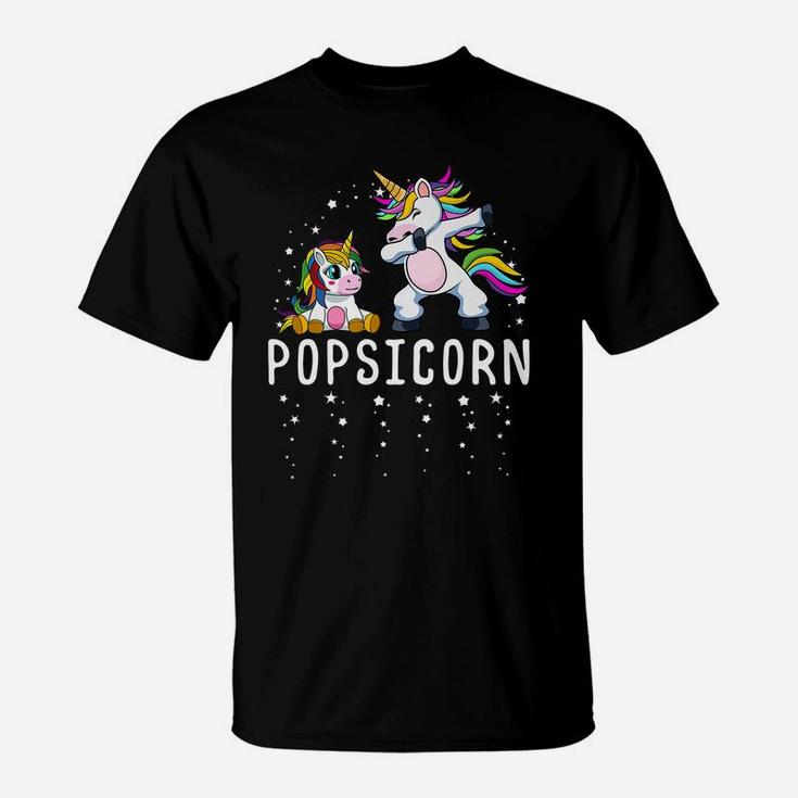 Mens Popsicorn Dabbing Unicorn Grandpa And Baby Birthday Party T-Shirt