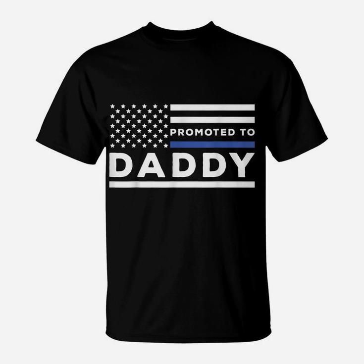 Mens Promoted To Daddy Funny Police Officer Future Father Dad T-Shirt
