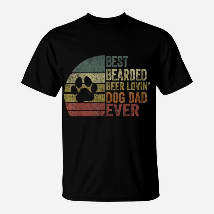 Mens Vintage Best Bearded Beer Lovin Dog Dad Dog Lover Owner T-Shirt