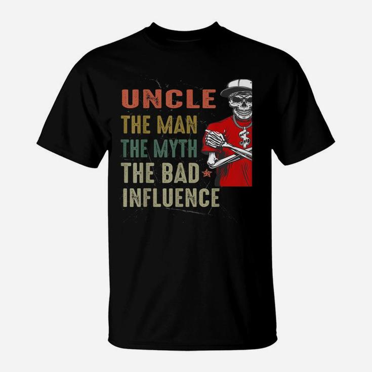 Mens Vintage Fun Uncle Man Myth Bad Influence Funny T-Shirt