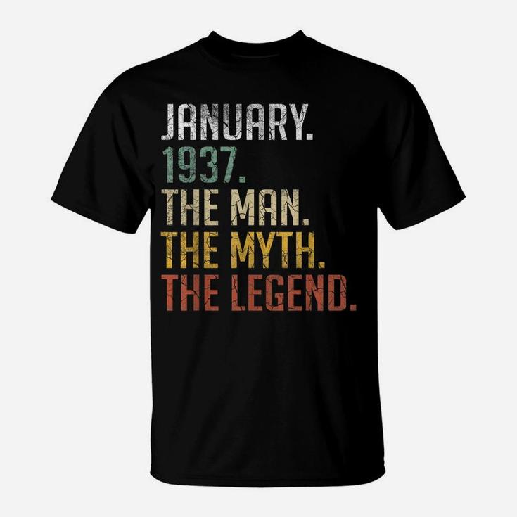 Mens Vintage January 1937 Retro 84 Years Old 84Th Birthday Gift T-Shirt