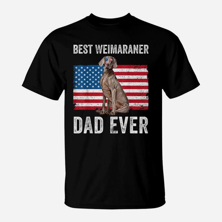 Mens Weimaraner Dad American Flag Dog Lover Owner 4Th Of July Men T-Shirt