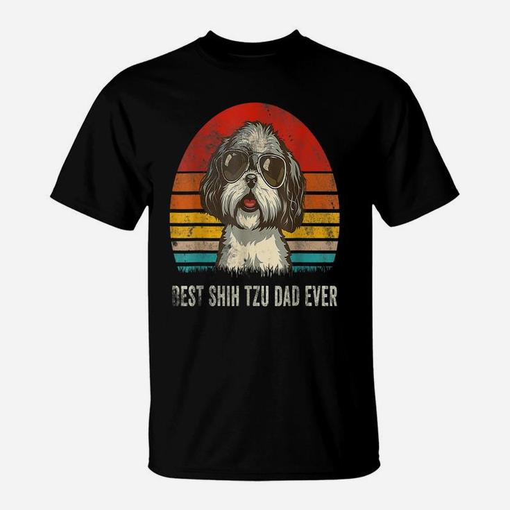 Mens World's Best Shih Tzu Dog Dad Ever Vintage T-Shirt