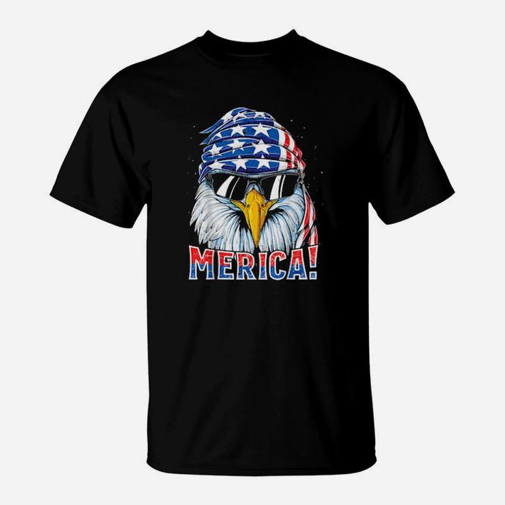Merica Eagle 4Th Of July American Flag Sunglasses T-Shirt