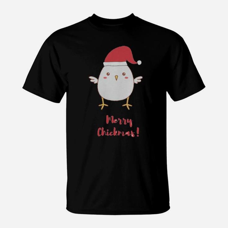 Merry Chickmas Chicken Hat Santa Clause T-Shirt