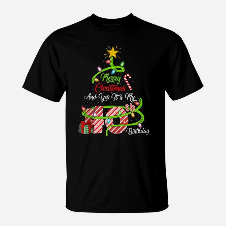 Merry Christmas And Yes It's My 40Th Birthday Christmas Tree T-Shirt