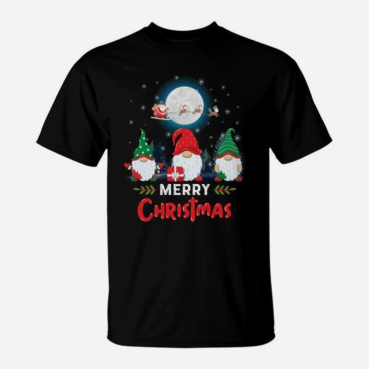Merry Christmas Cute Gnomes Xmas Matching Pajama Santa Claus Sweatshirt T-Shirt