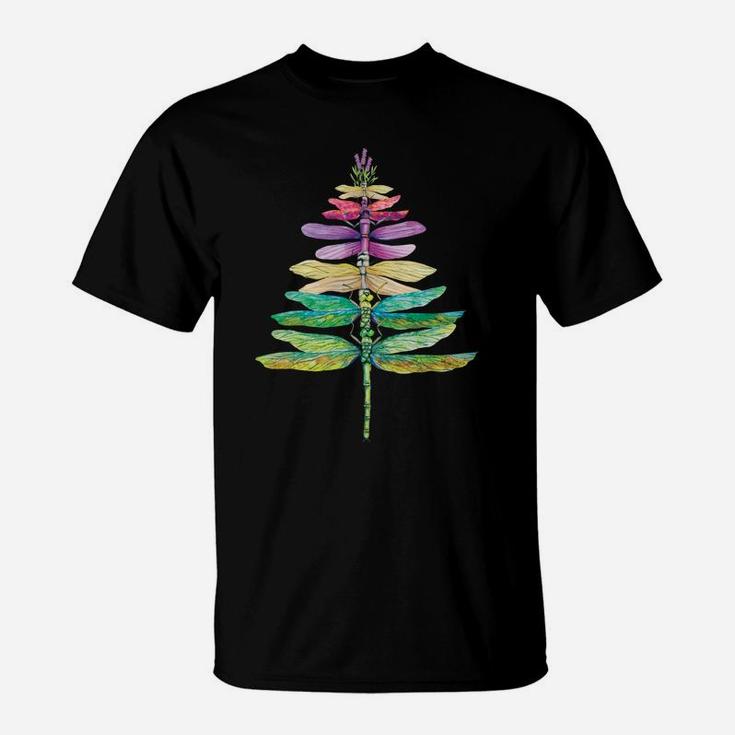 Merry Christmas Insect Lover Xmas Dragonfly Christmas Tree T-Shirt