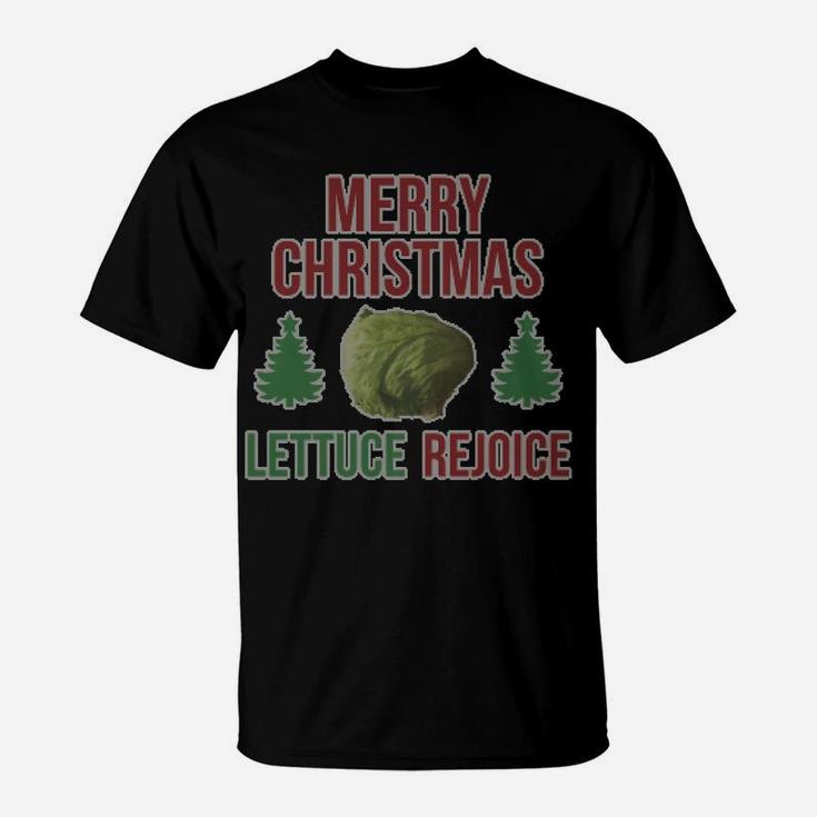 Merry Christmas Lettuce Rejoice Ugly Christmas Funny Vegan T-Shirt