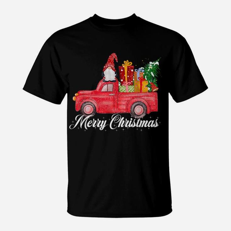 Merry Christmas Red Gnome Truck Funny Gifts Men Women Kids T-Shirt