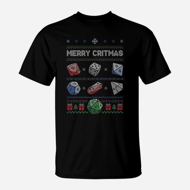 Merry Critmas Rpg D20 Tabletop Gaming Ugly Christmas Sweater T-Shirt