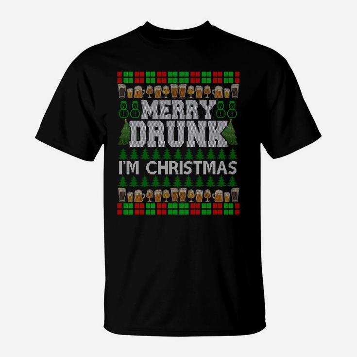 Merry Drunk I'm Christmas Beer Drinking Ugly Xmas Sweatshirt T-Shirt