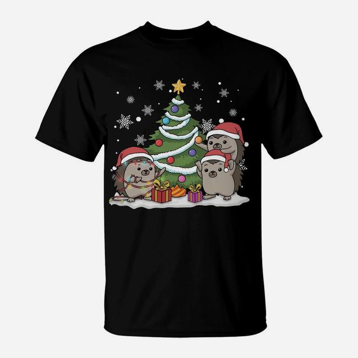 Merry Hedgemas Funny Three Santa Hedgehog Christmas Sweater Sweatshirt T-Shirt
