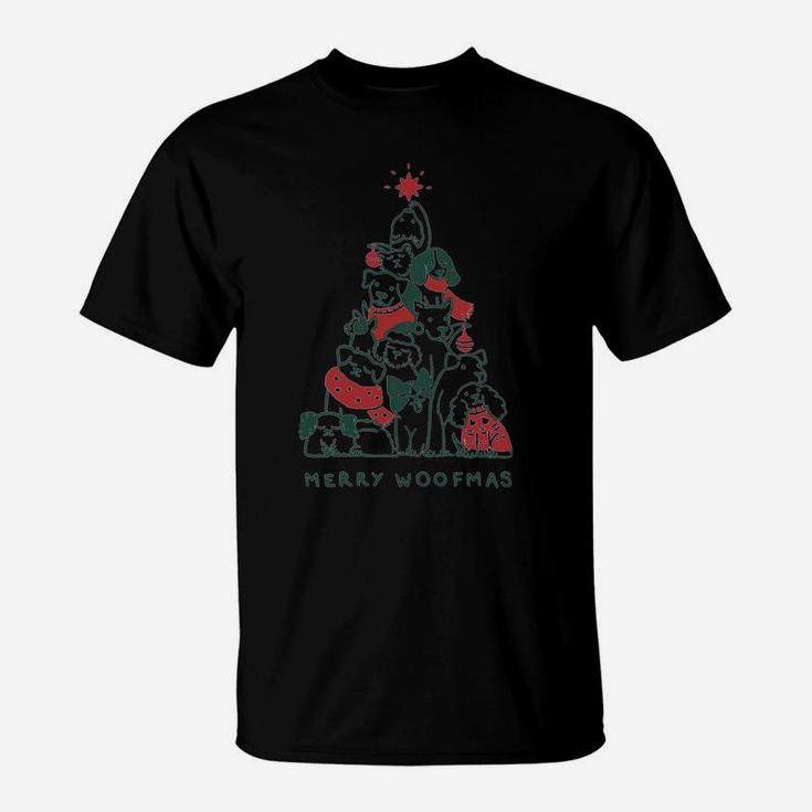 Merry Woofmas Funny Dogs Christmas Tree Xmas Gift Sweatshirt T-Shirt