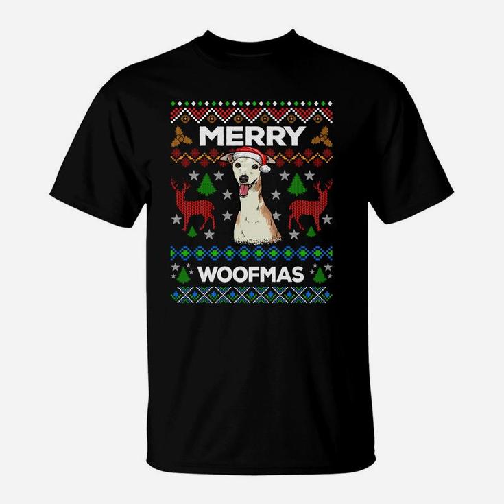 Merry Woofmas Ugly Sweater Christmas Greyhound Lover Gift Sweatshirt T-Shirt