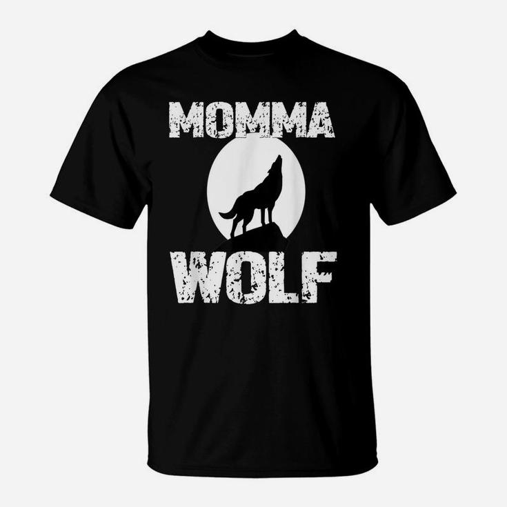 Momma Wolf Shirt Matching Family Tribe Wolves Moon Mom Mum T-Shirt