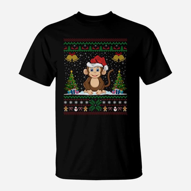 Monkeys Animal Lover Xmas Gift Ugly Monkey Christmas Sweatshirt T-Shirt