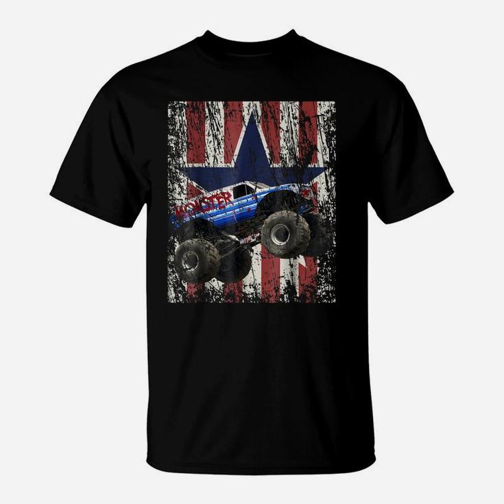Monster Truck American Flag Extreme Distress T-Shirt