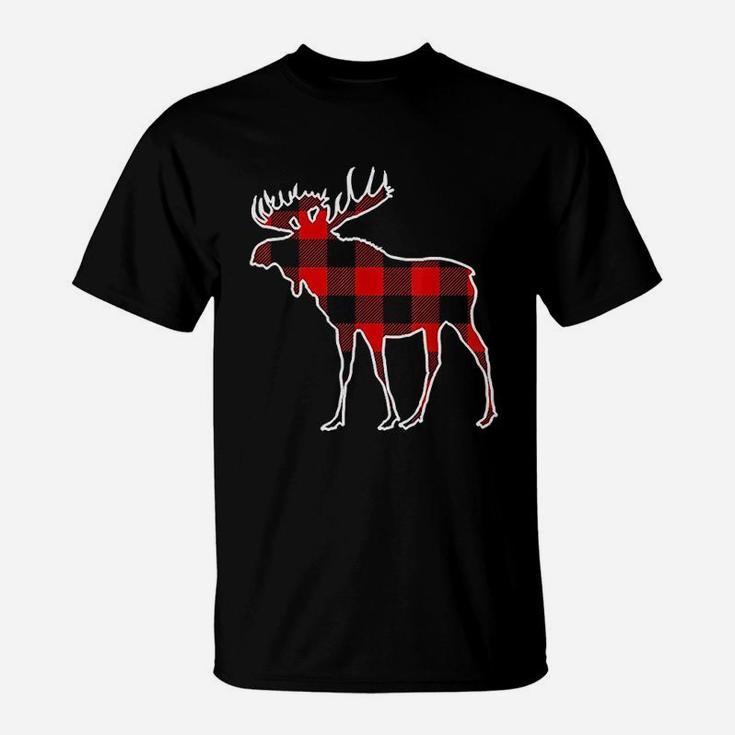 Moose Red Buffalo Plaid Deer Elk Matching T-Shirt