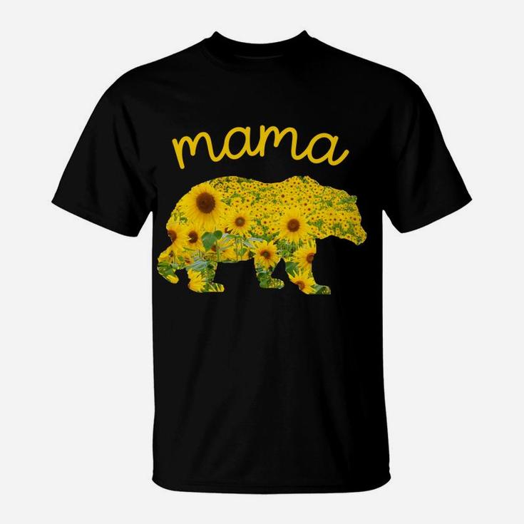 Mothers Day Christmas Floral Father Gift Mama Bear Sunflower T-Shirt