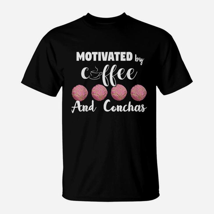 Motivated By Coffee And Conchas Funny T-Shirt