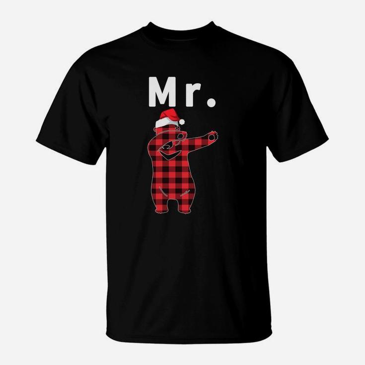 Mr Bear Christmas Sweatshirt For Couple Xmas Plaid Pajamas T-Shirt