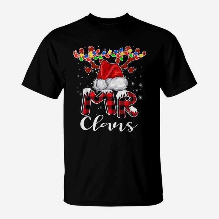 Mr Claus Costume Christmas Pajama Buffalo Plaid Santa Family T-Shirt
