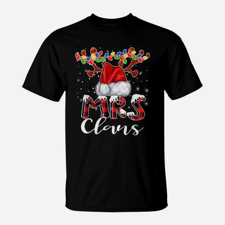 Mrs Santa Claus Buffalo Plaid Christmas Pajama Matching Fun T-Shirt