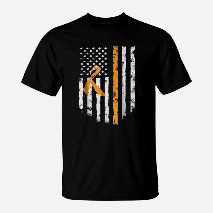 Multiple Sclerosis Awareness Ms Ribbon American Flag T-Shirt