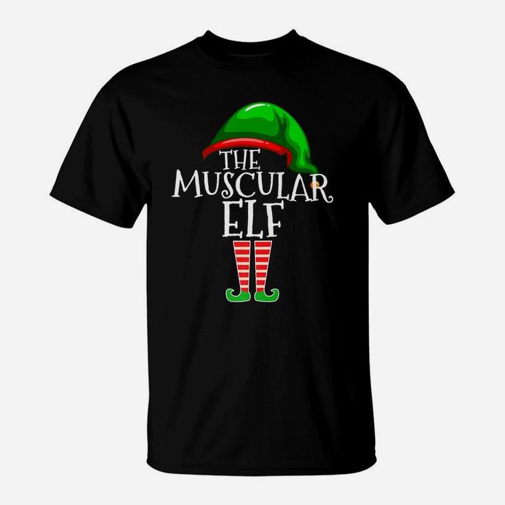 Muscular Elf Group Matching Family Christmas Gifts Workout T-Shirt