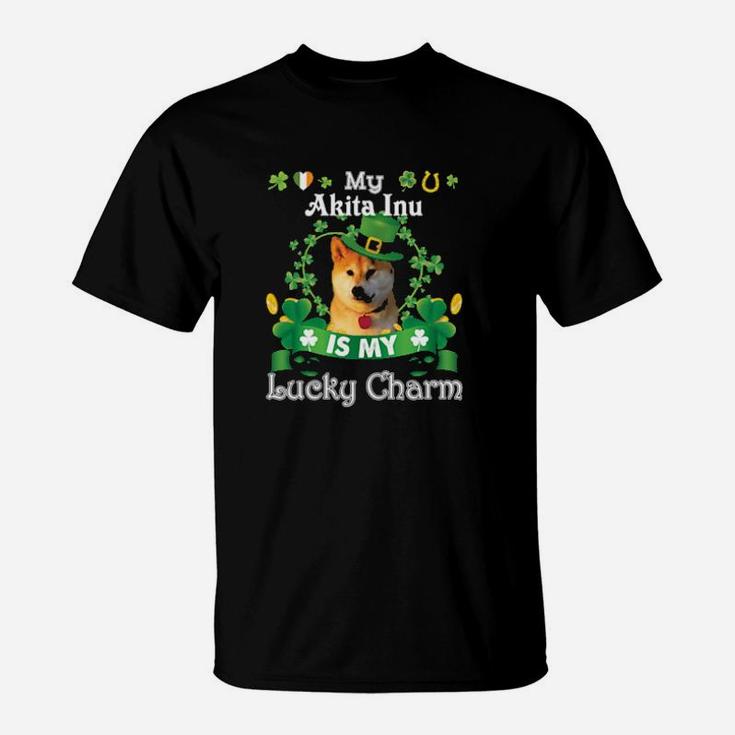 My Akita Inu Dog Is Lucky Charm Leprechaun St Patrick Day T-Shirt