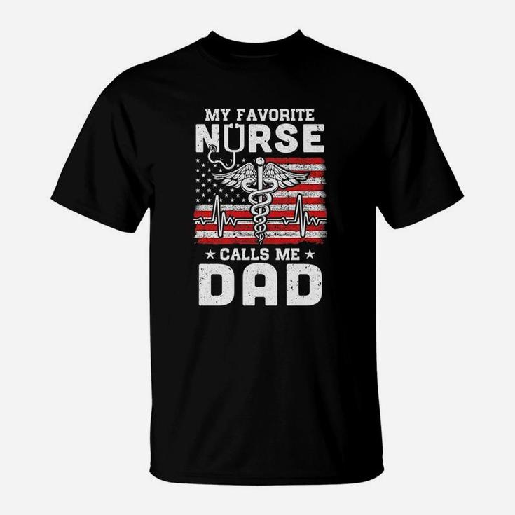 My Favorite Nurse Calls Me Dad Usa Flag T-Shirt